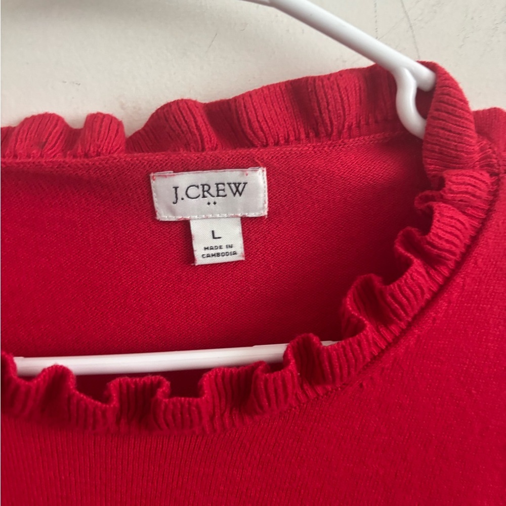 J. Crew Red Ruffle Neck Sweater - Picture 7 of 7